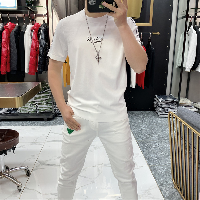 伊力特短袖男2025夏季新款修身青年百搭薄款针织衫冰丝T恤潮流男