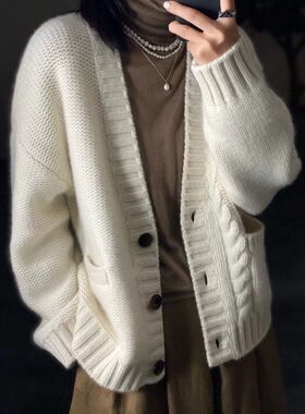 秋冬新款毛衣女宽松外套针织开衫