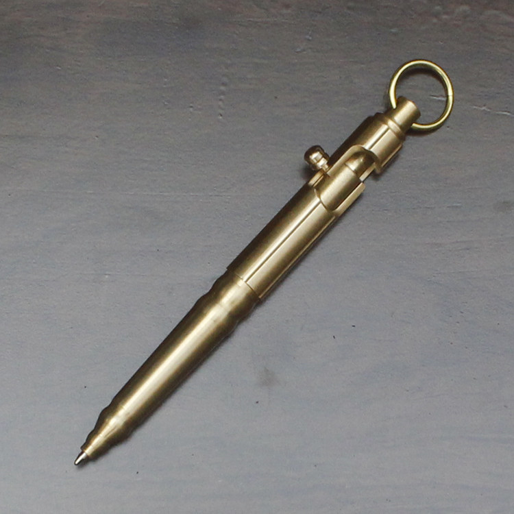 黄铜金属笔拉动式枪款机械式手感厚重笔壳适配欧规g2中性笔芯