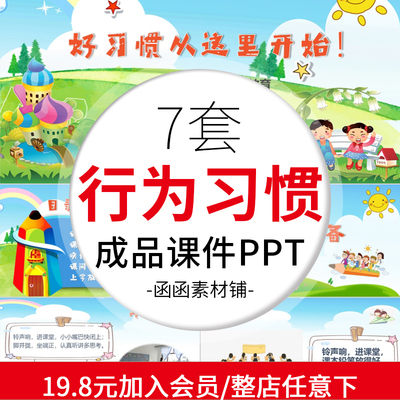 行为习惯ppt模板 中小学生培养成良好学习习惯我们有精神主题班会