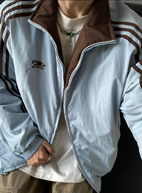 UNLG三条杠立领棉服双面穿外套男秋冬季设计感宽松休闲加厚面包服