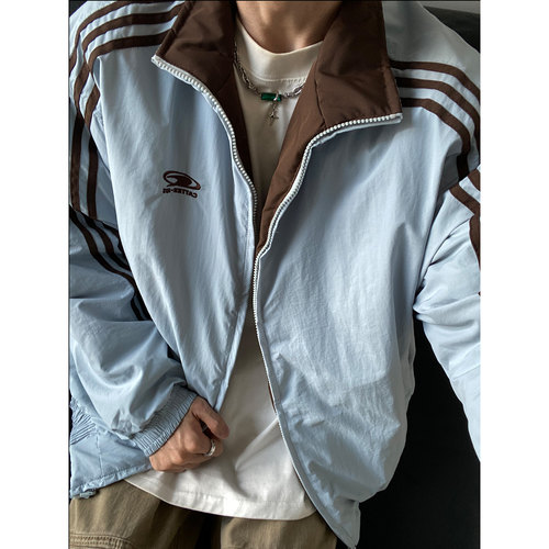 UNLG三条杠立领棉服双面穿外套男