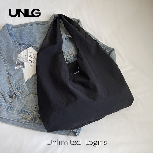 UNLG高级感黑色单肩包大容量