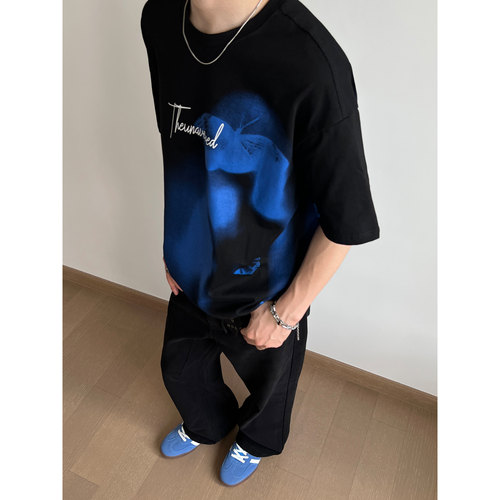 UNLG渐变蝴蝶短袖t恤男夏季