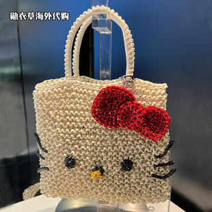 日本專柜正品 anteprima編織包可愛風kitty單肩斜挎手提小方包女包