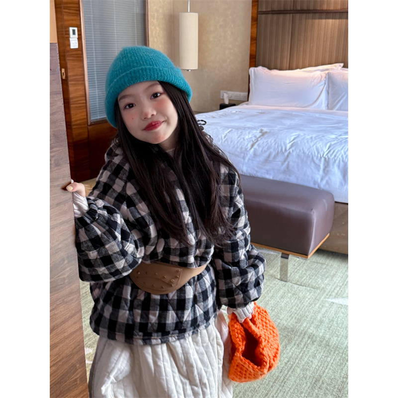 LJ·25冬~格子夹棉连帽外套91366