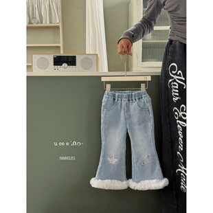 釉兮·26冬~毛毛边加绒牛仔裤S886131