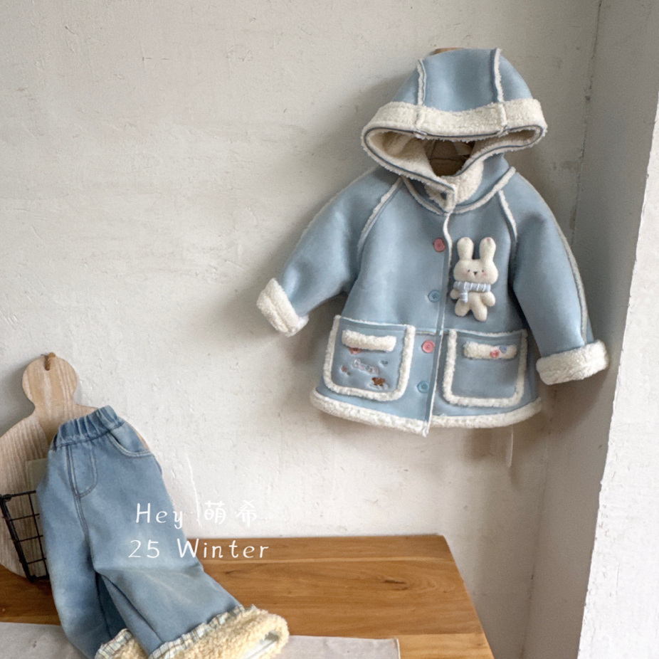 萌希·25冬~韩版小兔子一体绒外套M5736