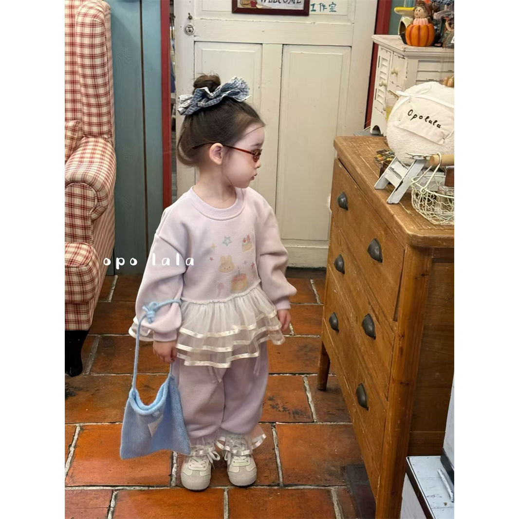 opolala·25冬~拼纱加绒卫衣套装77051