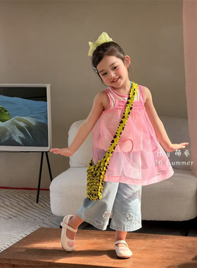 萌希·26夏~韩版纱纱背心两件套M6992