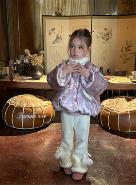 【吉祥如意】FLL·25冬~女童年服毛毛领刺绣外套棉服54008