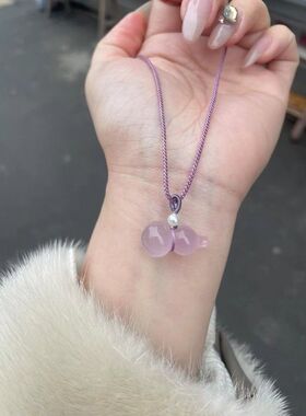 {福禄}天然冰种紫玉髓葫芦吊坠 平口玉石葫芦挂坠宝宝女士葫芦