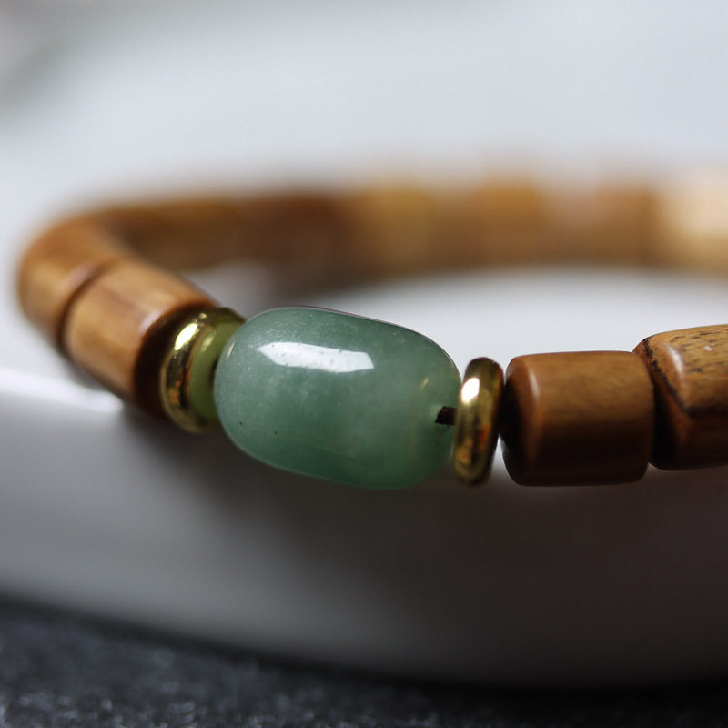 天然绿檀桶珠手串diy东陵玉款玉檀香木手链男女士小众感饰品