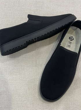 老北京宽版春秋时尚休闲经典黑色透气软底一脚蹬舒适男士工作布鞋