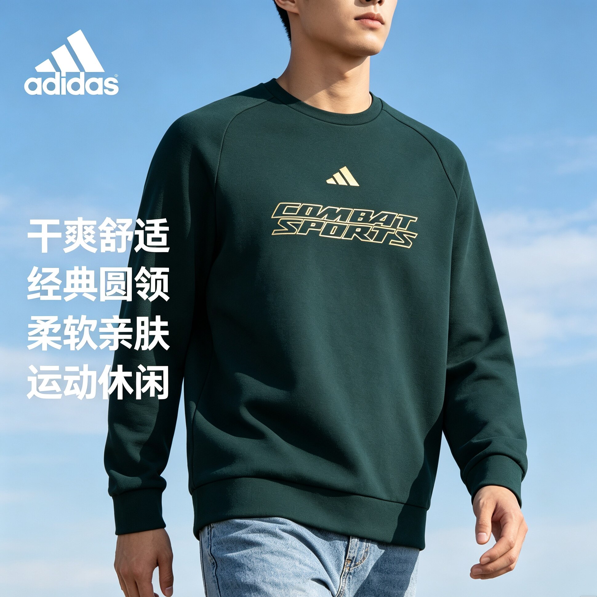 adidas阿迪达斯正品墨绿色长袖卫衣男装26年秋季新品防风保暖上衣