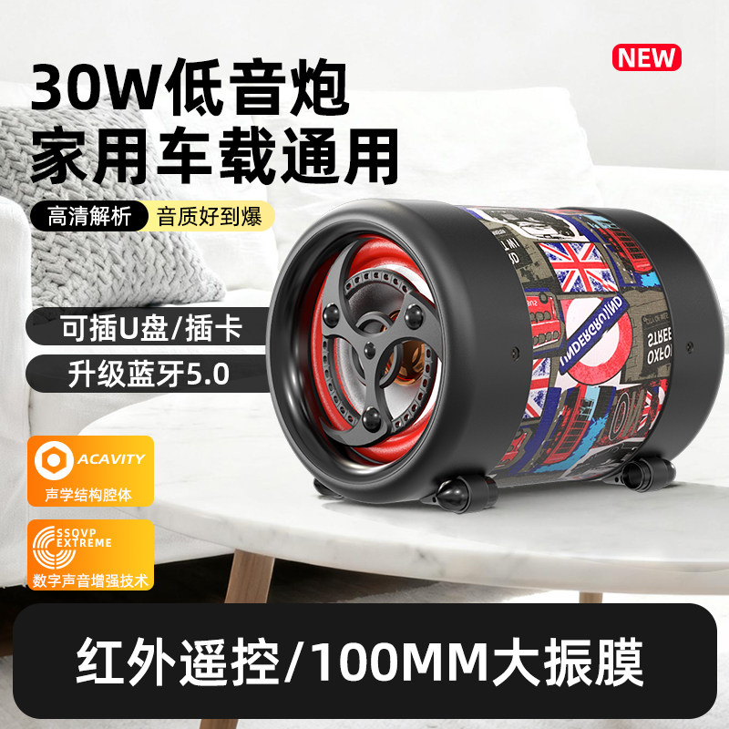 4寸车载音响低音炮大音量超重低音货车220v24v12v摩托车蓝牙音响