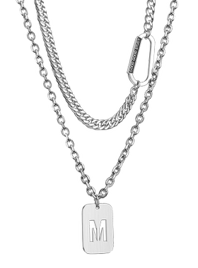 钛钢古巴男士字母项链毛衣链