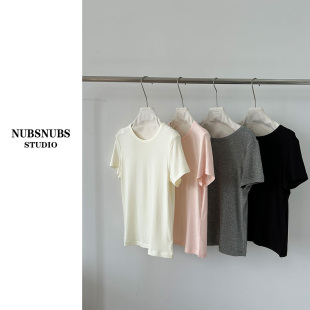 打底衫 3.1大林自制 T恤夏季 莱赛尔短袖 圆领正肩上衣 软糯糯