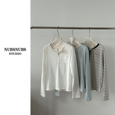 3.31大林自制 “亨利领” 棉麻混纺 新疆长绒棉 T恤打底衫