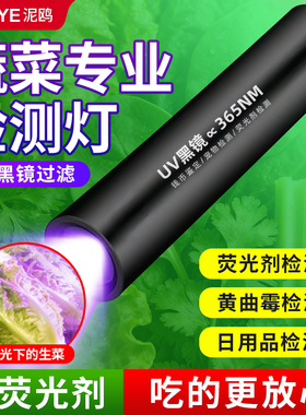 蔬菜检测灯uv紫光灯鉴定专用黑镜365nm荧光剂检测手电筒伍德氏灯