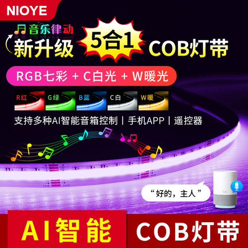 5合1白光暖光RGB智能cob灯带