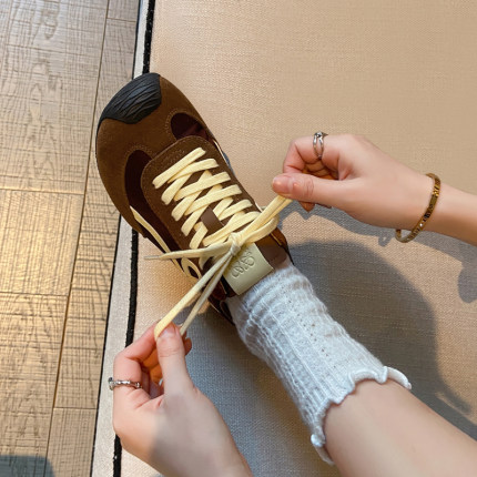 德训鞋女款真皮2025新款春夏百搭平低休闲风大头运动小白鞋阿甘鞋