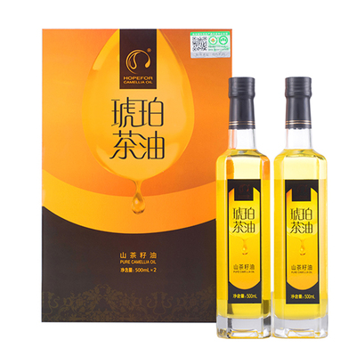酉阳茶油琥珀山茶油500ml*2礼盒装野生纯山茶油食用油凉拌油