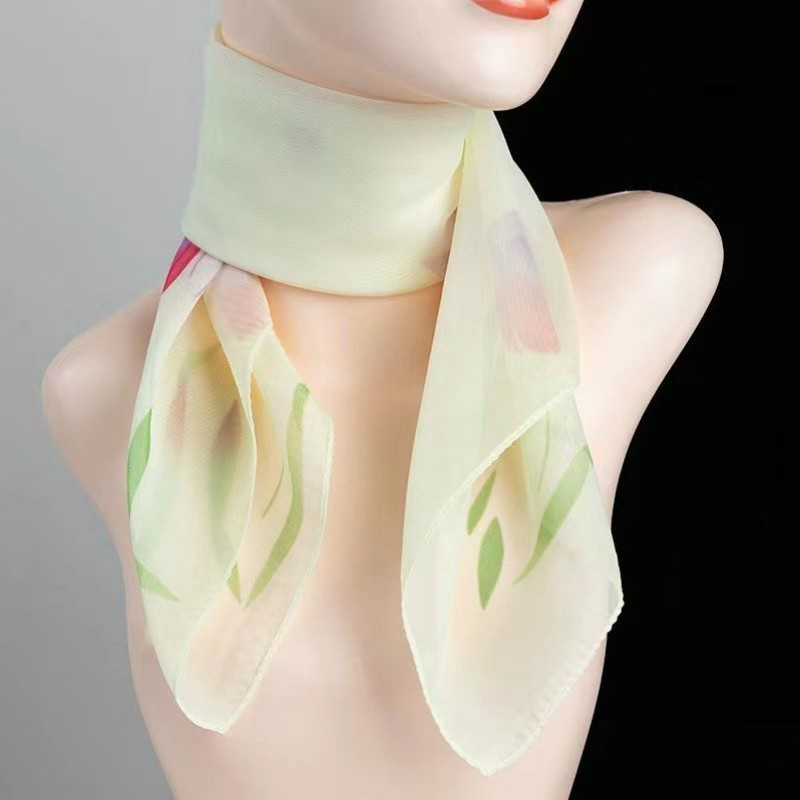 遮疤痕丝巾时尚夏季雪纺冰丝气质百搭护颈防晒出游拍照装饰纱巾女