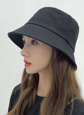 帽子女韩版潮黑色渔夫帽夏季薄款女透气遮阳防晒百搭纯色盆帽新款
