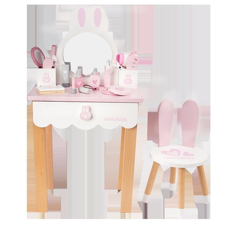 蒙氏|儿童女孩仿真粉色兔子公主梳妆台过家家化妆工具套装益智木,玩具/童车/益智/积木/模型,儿童化妆玩具,淘宝优惠券,粉丝福利购,淘宝优惠卷