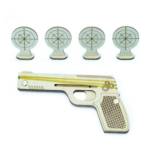 科技小制作小学生橡皮筋木质连发手枪儿童diy手工科学实验教SW96