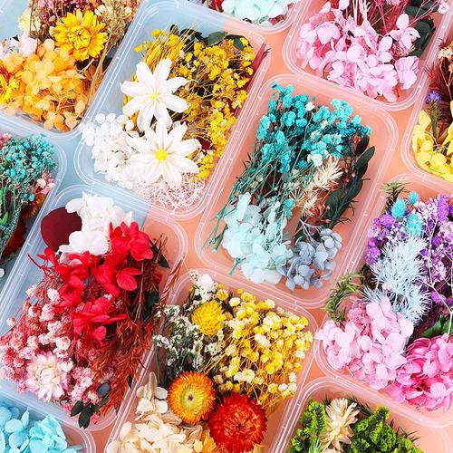 手工团扇相框浮游花diy蜡烛压花材料包真花干花混合花diy材料SW52