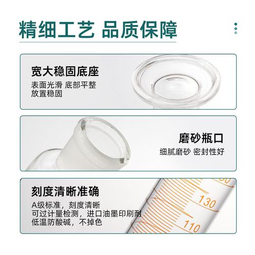 高硼硅玻璃具塞量筒带刻度量入式实验器材10/25/50/100/250/5G-34