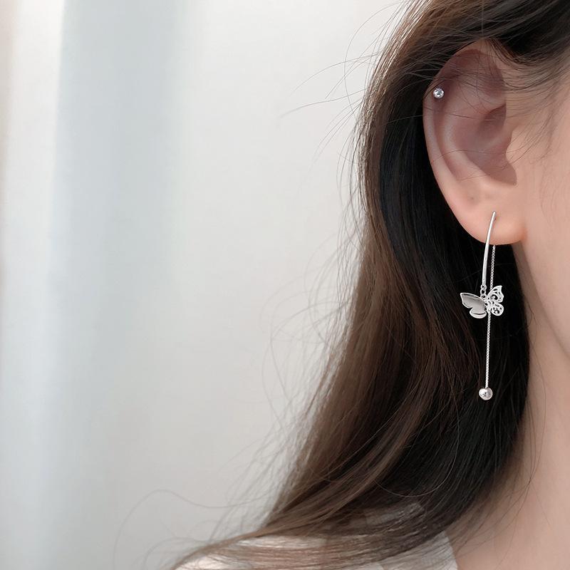 超仙蝴蝶耳线气质韩版长款