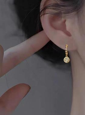 圆形满钻耳扣跨境韩版个性独特璀璨繁星耳坠简约大气名媛风耳环女