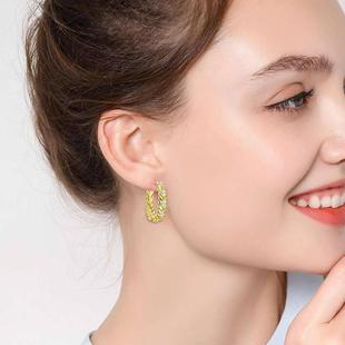 新中式麦穗耳圈镶锆石树叶橄榄枝耳环森系小清新复古港风气质耳环