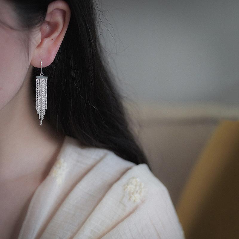 长款流苏银耳环2024年新款