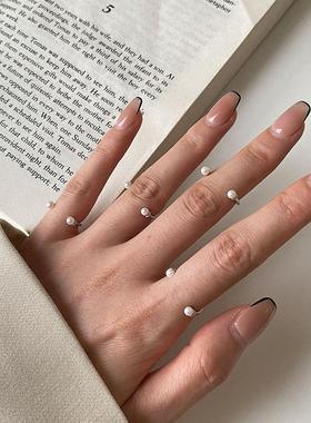 韩国高端进口925纯银戒指女时尚个轻奢小众设计感珍珠开口食指戒