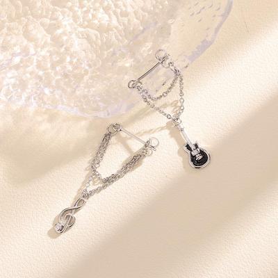 925银针吉他音符耳钉小众小耳饰