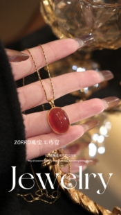 ZORRO原创丨天然红玛瑙项链女S925银镀金新年转好运珠宝翡翠吊坠