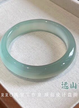 母亲节礼物｜天然冰种玉髓油青手镯远山黛绿玉镯翡翠玛瑙晴水绿