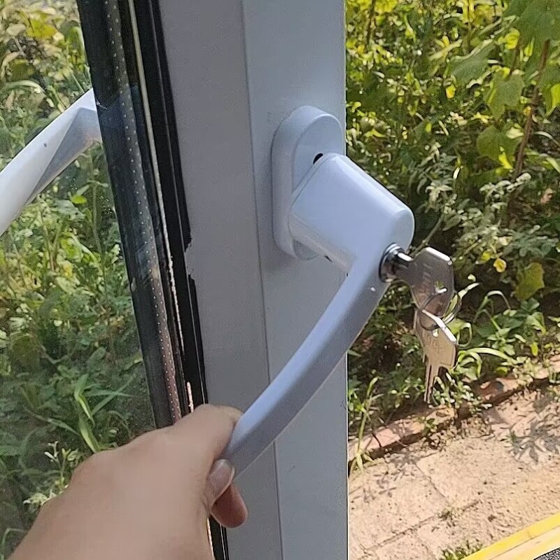 塑钢门对穿开传动执手对穿把手带锁带保险平开门窗五金配件锁门锁图片
