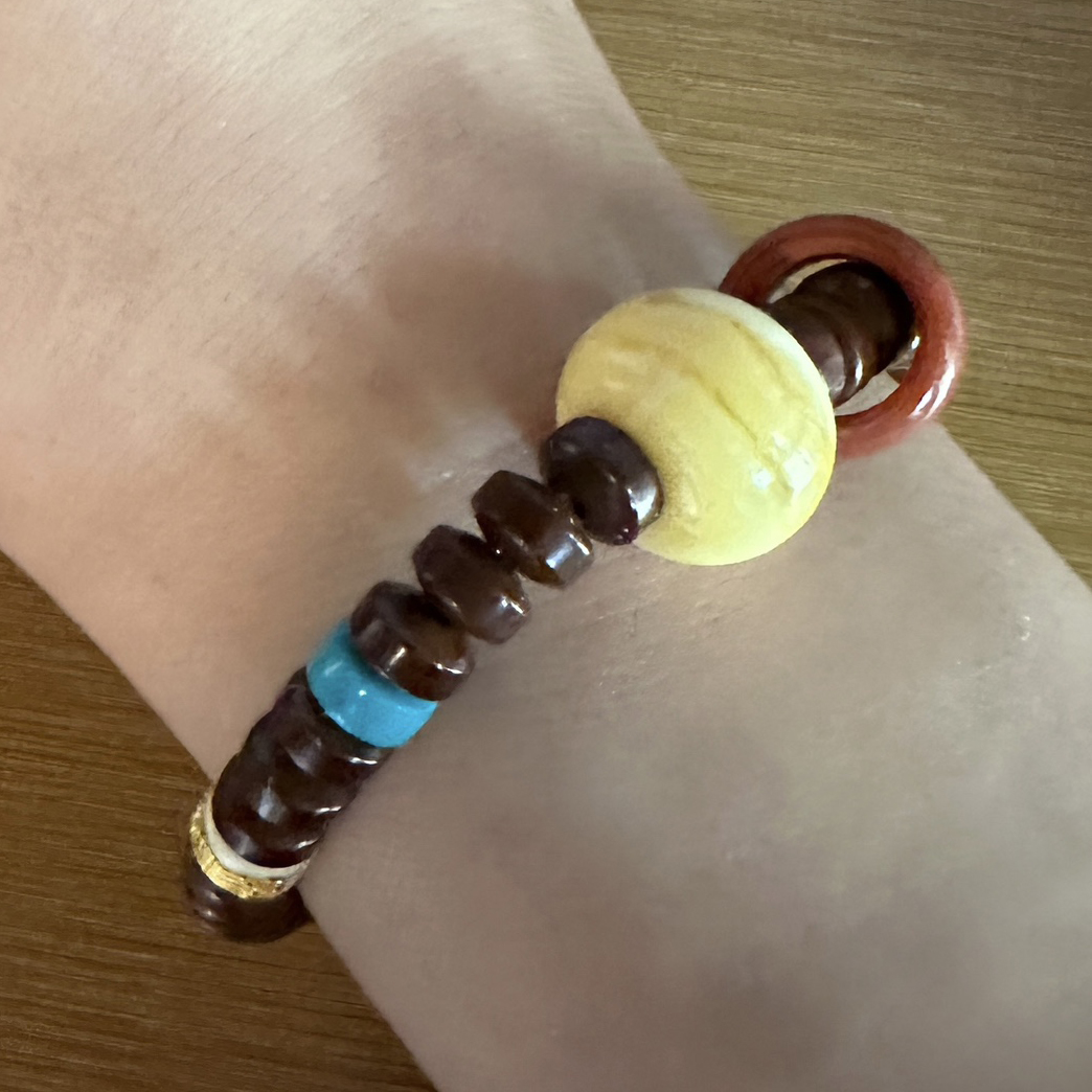 蜜蜡紫金鼠18K金镶多宝手链手串