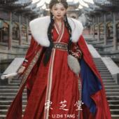 秋冬套装 汉服女大王姬斗篷加绒刺绣披风汉元 素魏晋武侠风交领长衫