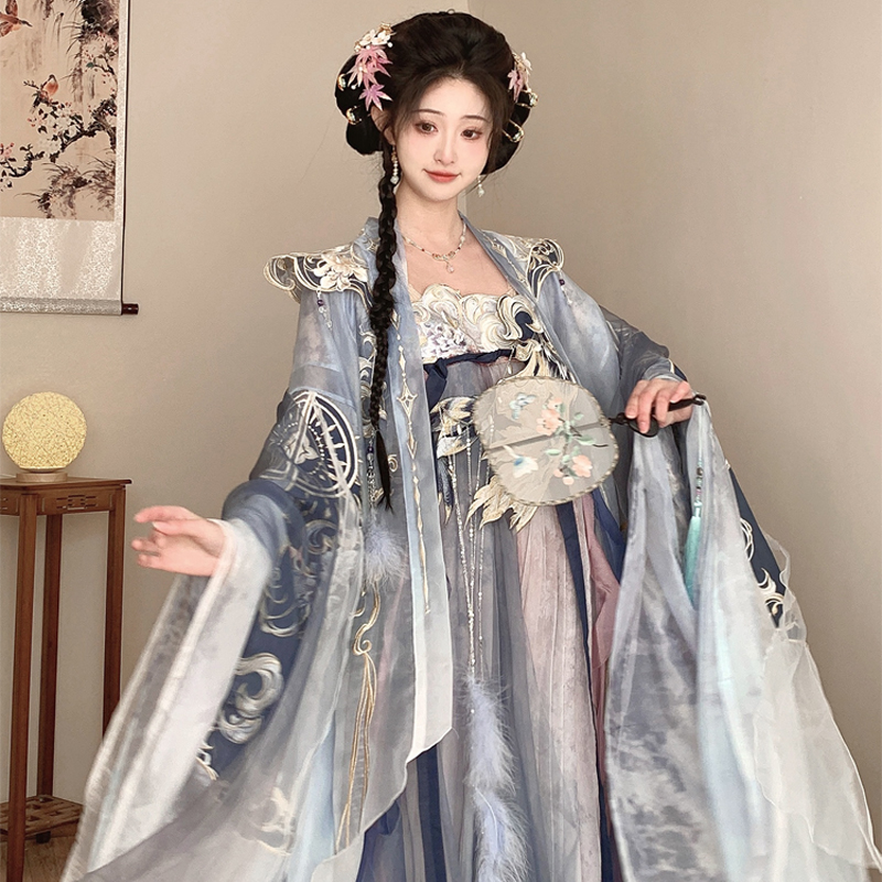 汉服女瑶台鹤引诃子裙春夏套装