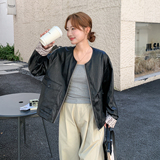 【现货主推】新款圆领短款外套女韩版百搭宽松上衣8512-P165-K248，女装皮衣，浙宝106