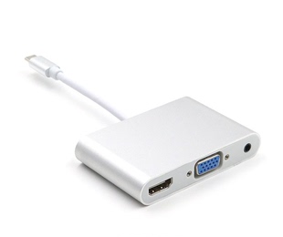 hdmi TypeC扩展坞USB C转HDMI VGA转接头带音频雷电3转VGA 3.5MM