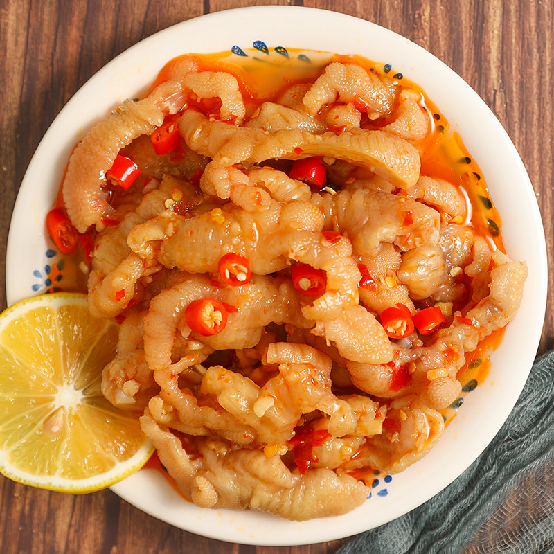 网红酸辣无骨鸡爪2斤装大份量柠檬脱骨泡椒去骨凤爪子酸甜小零食