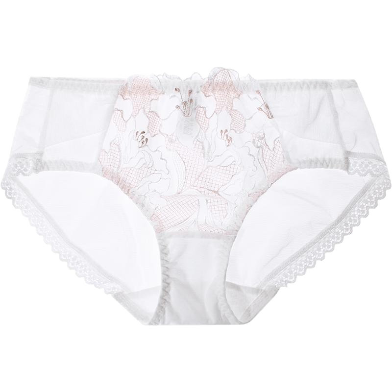 夏娃之秀性感内裤女秋冬薄款透明女士三角裤蕾丝中腰提臀收腹裤