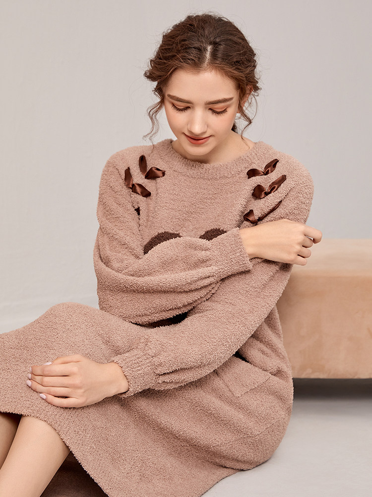 夏娃之秀春季睡衣女珊瑚绒长袖加厚套装冬天法兰绒女士家居服